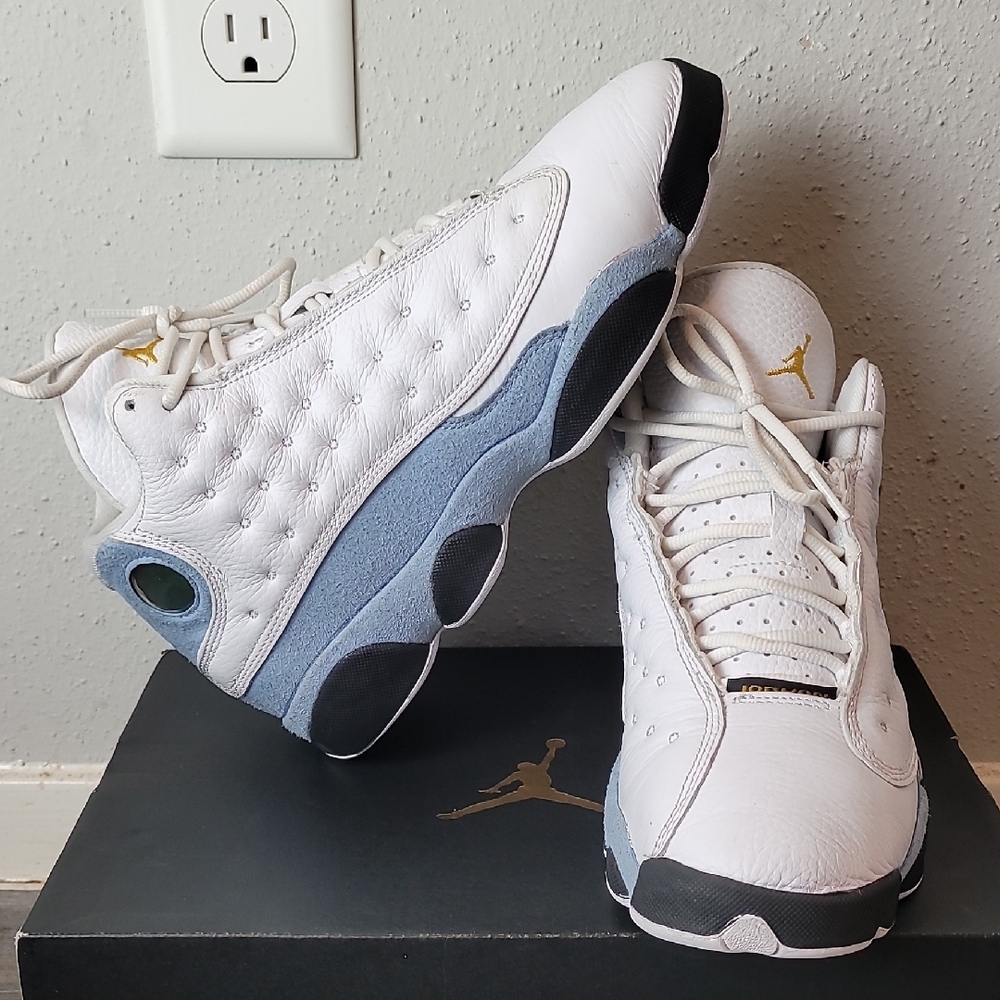 Jordan Retro White and Blue with Yellow Accents